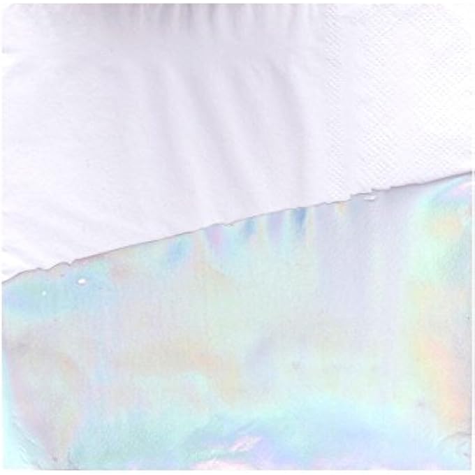 IRIDESCENT HOLOGRAPHIC RAINBOW DIPPED DESIGNER PAPER NAPKINS 16 PACK